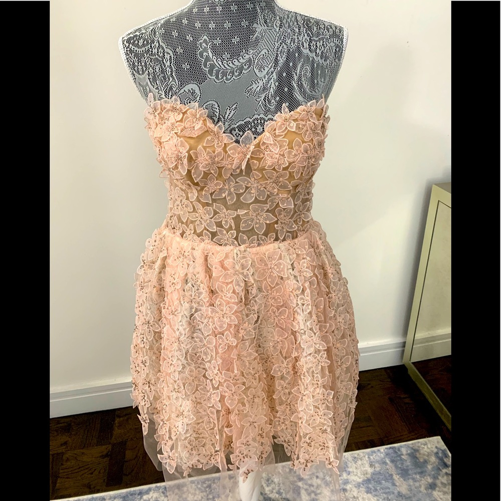 H&M Giambattista Valli collab Peach Floral Lace Dress size 8 but fits a bit snug